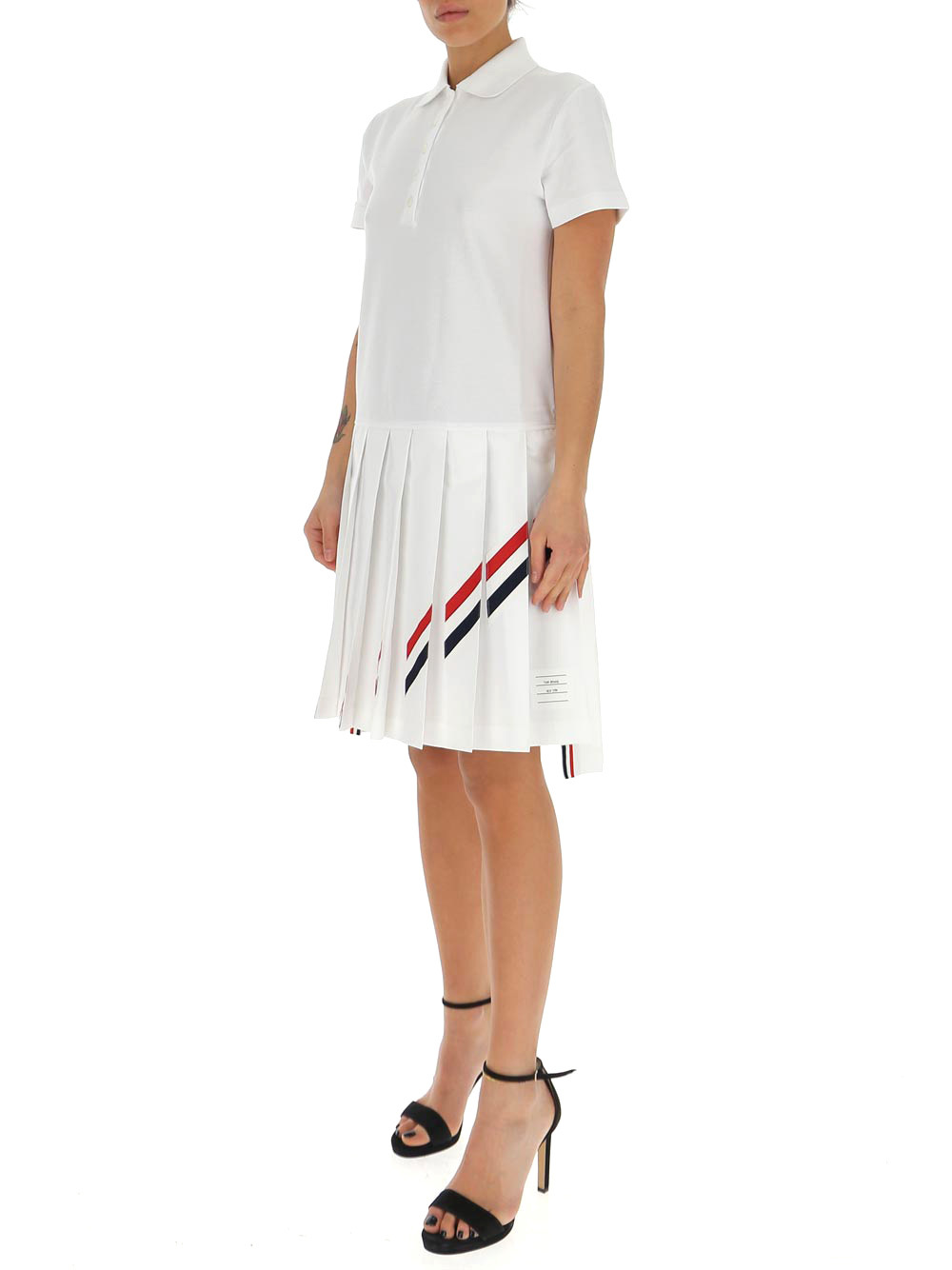 Shop Thom Browne Rwb-stripe Polo Dress In White