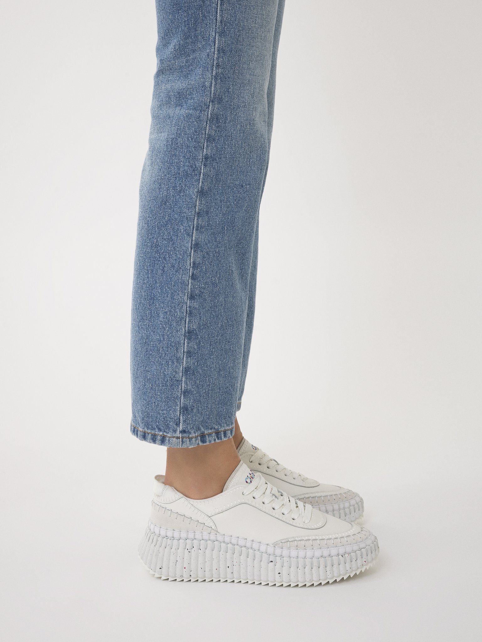Chloé Nama Embroidered Suede And Recycled Mesh Sneakers In White