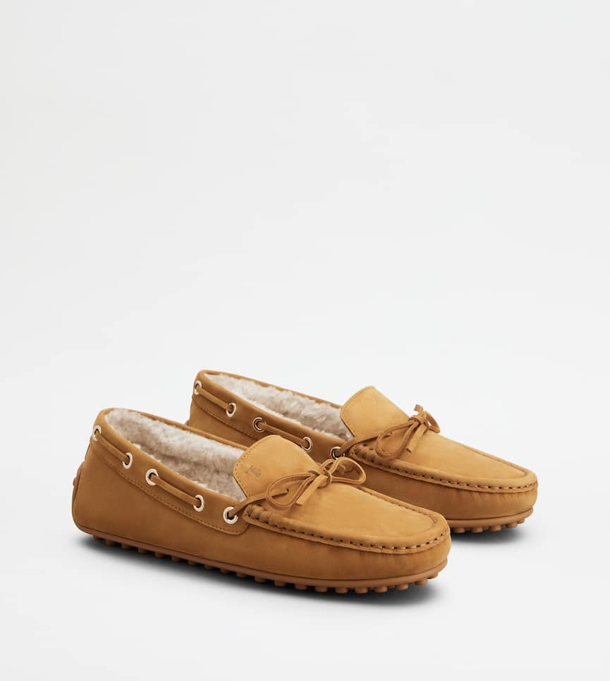 Tod's City Gommino Driving Shoes In Nubuck In Animal Print