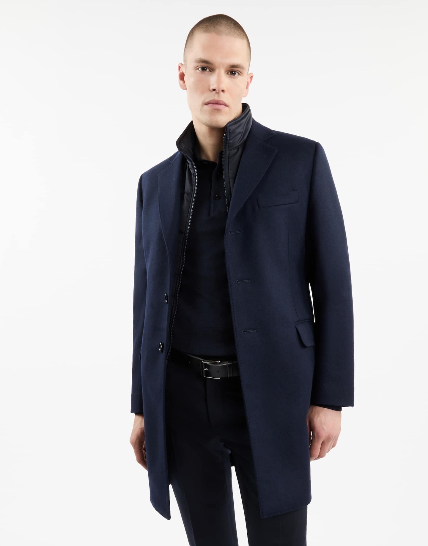 Fay Long-sleeved Single-breasted Coat In Black