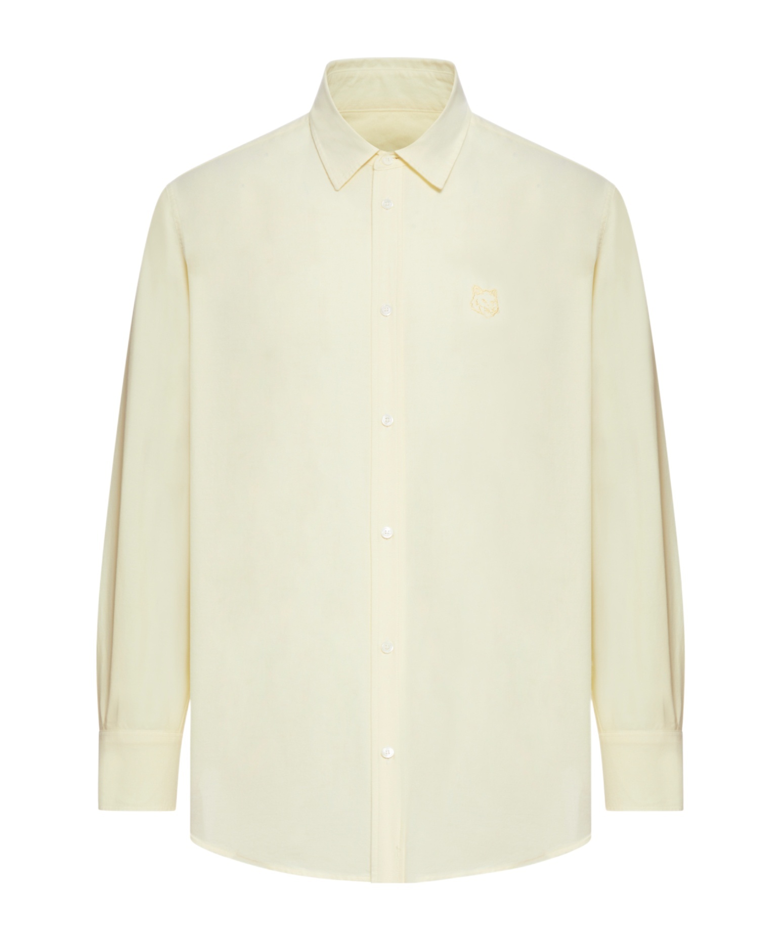 Maison Kitsuné Contour Fox Head-embroidery Cotton Shirt In White