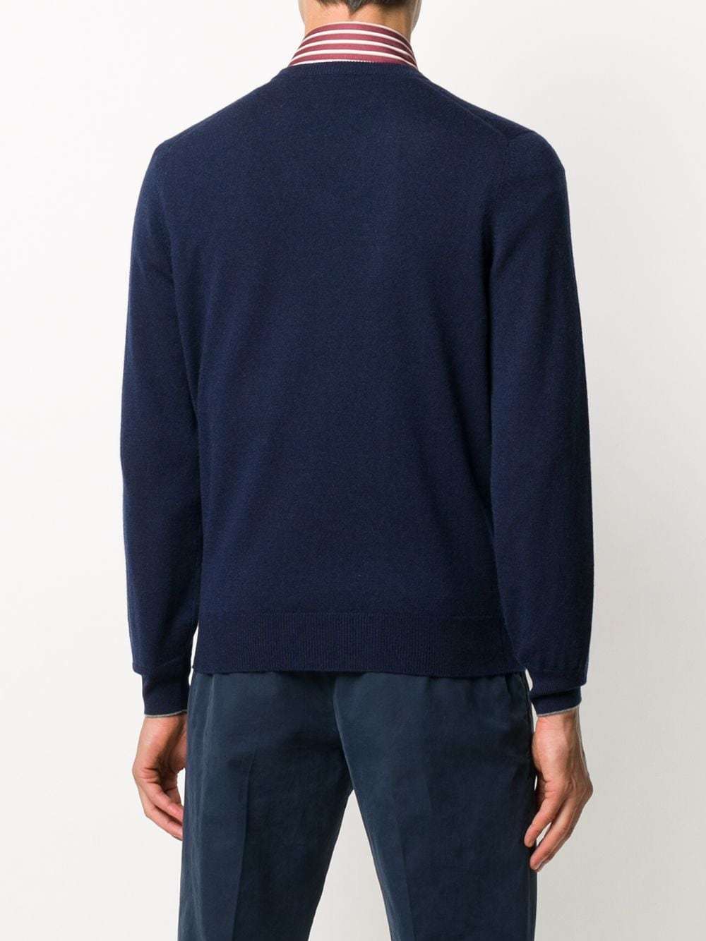 Brunello Cucinelli Men Ultrafine Virgin Wool Sweater In Blue