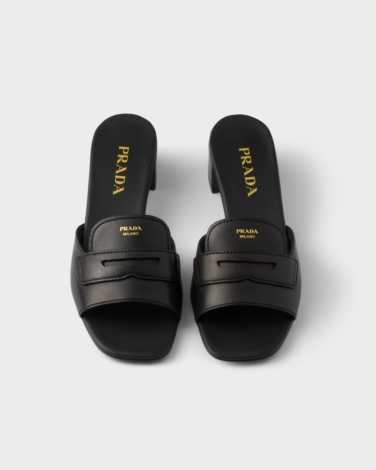 Prada Leather Sandals In Black