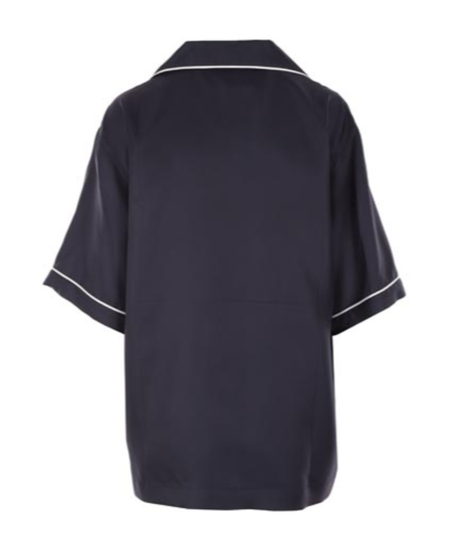 Prada Short-sleeve Silk Shirt In Blue