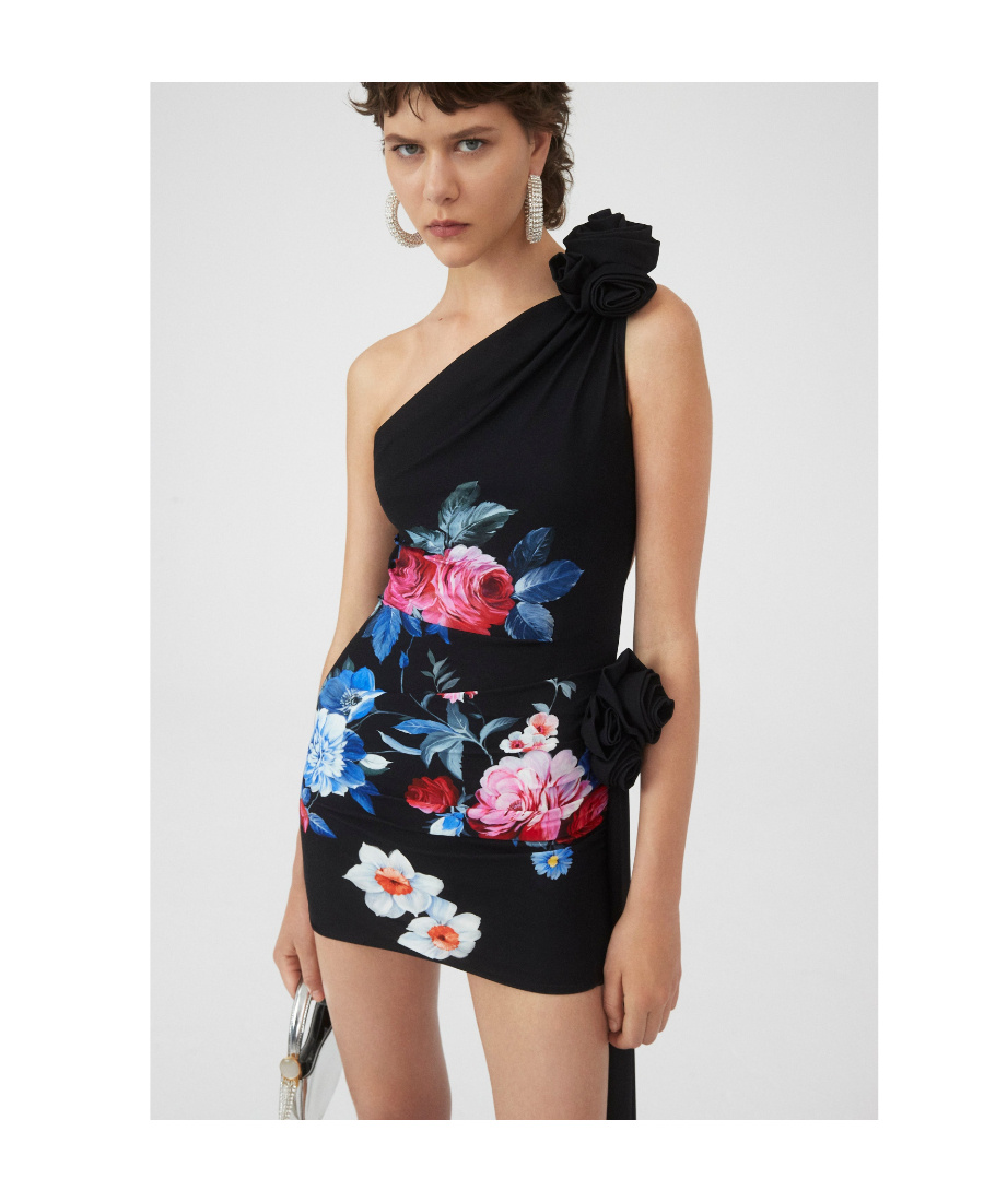 Magda Butrym One-word Shoulder Strap Mini Dress In Black