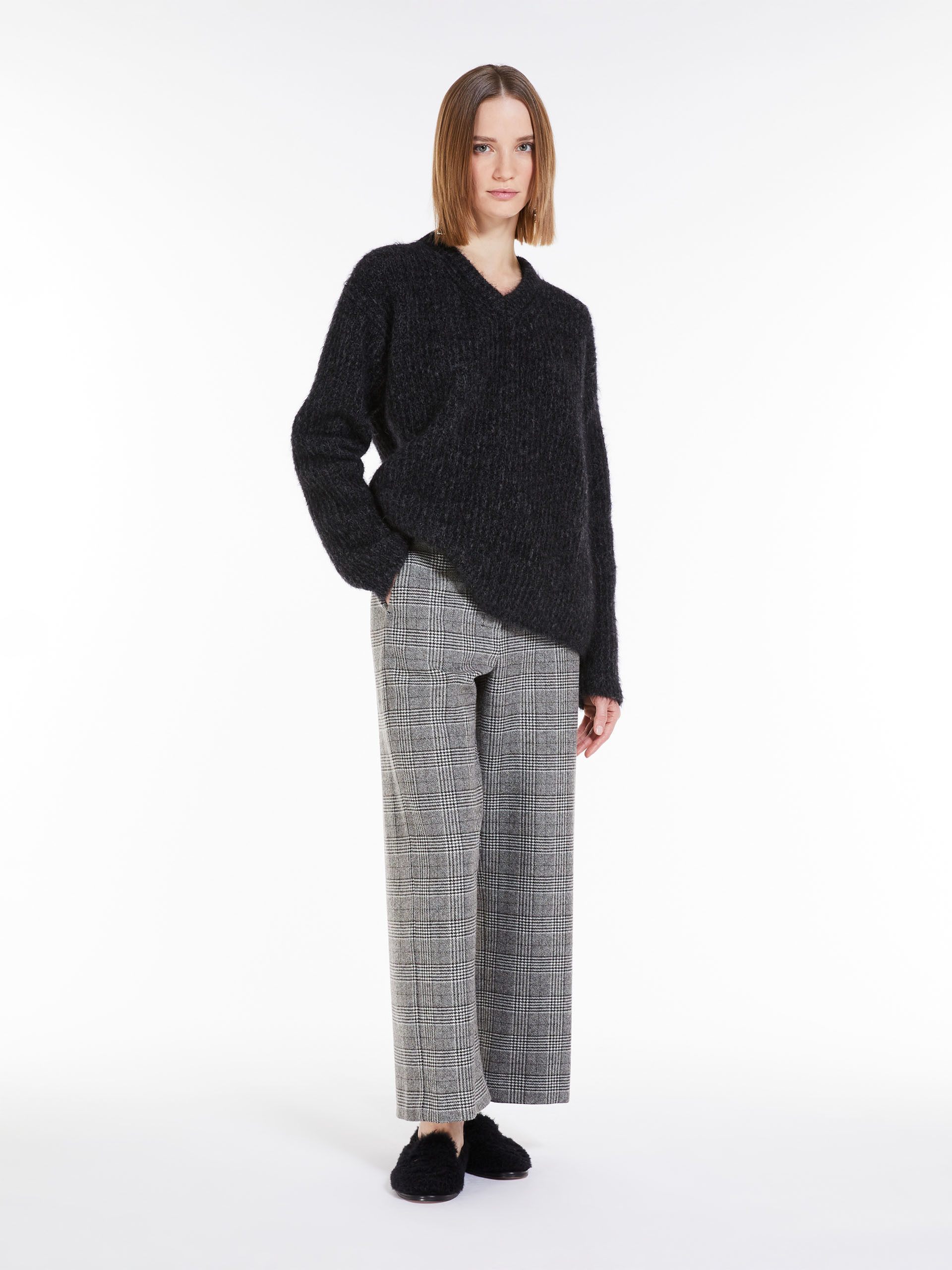 Max Mara Rib Knitted Wool Sweater In Black