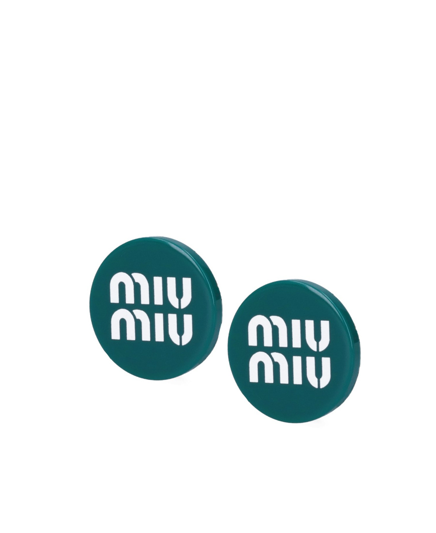 Miu Miu Logo Earring In Green