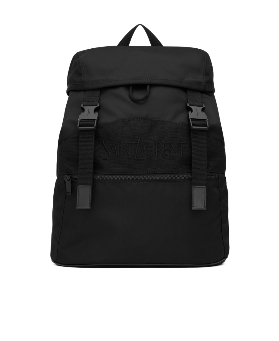Saint Laurent Logo-embroidered Padded Backpack In Black