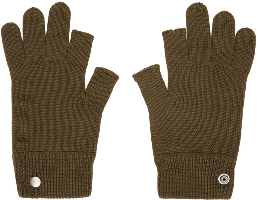 Rick Owens Khaki Porterville Touchscreen Gloves In Brown