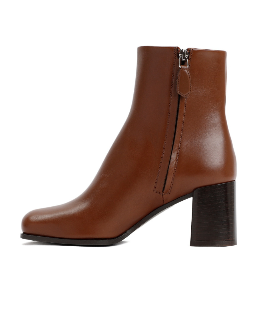Prada Triangle-logo Leather Boots In Brown