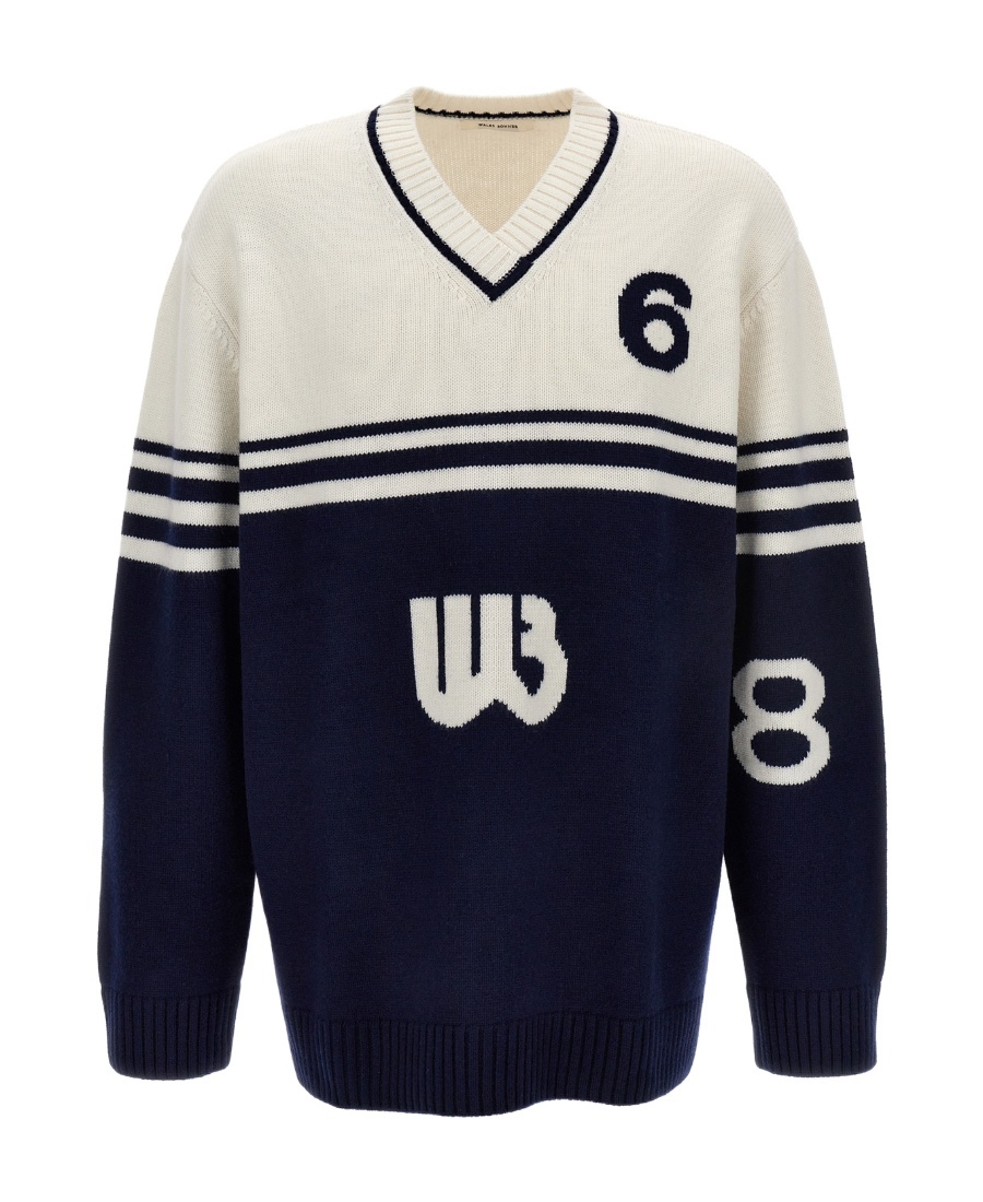 Shop Wales Bonner Two-tone Intarsia-knit Jumper In Black