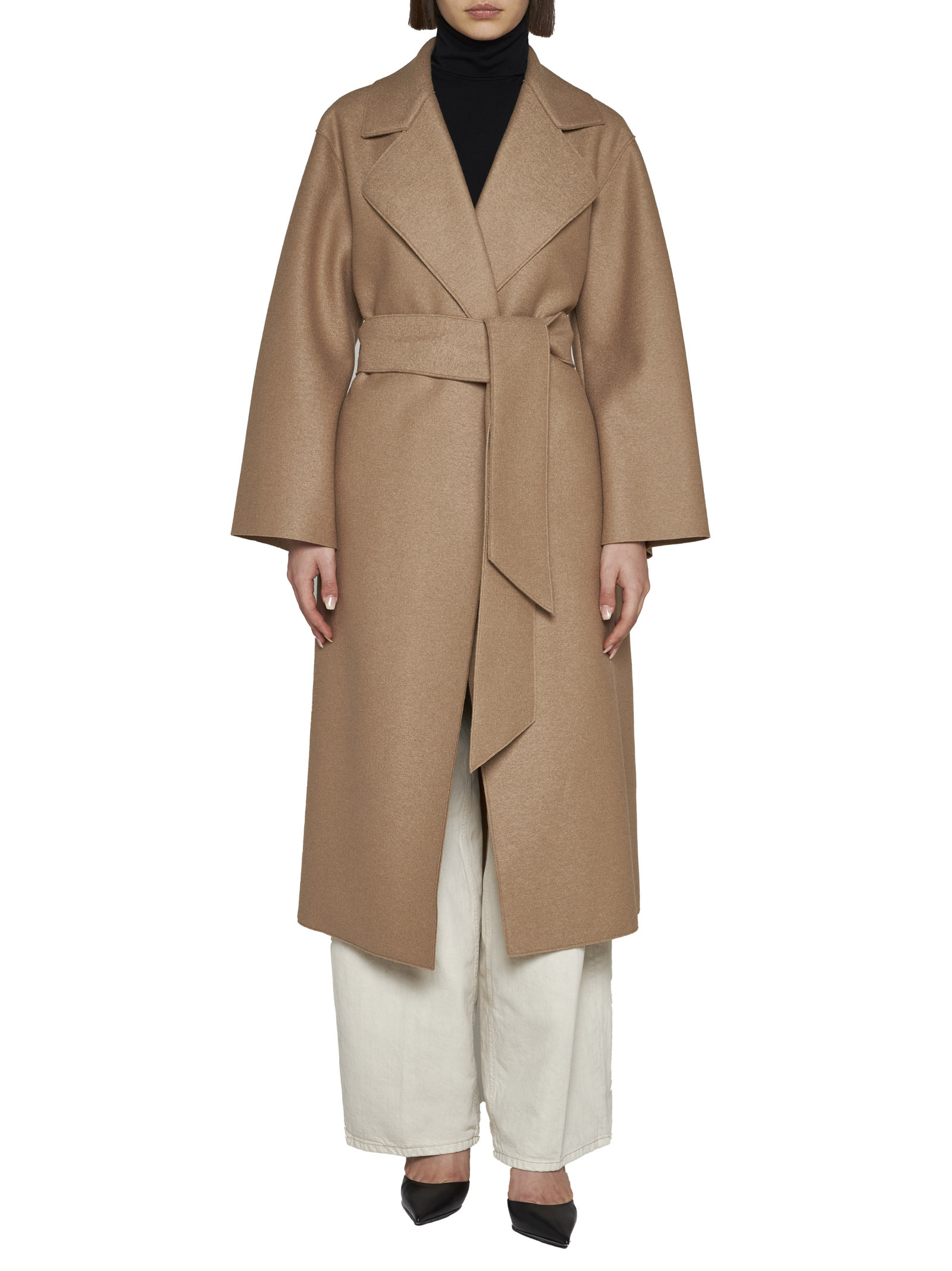 HARRIS WHARF LONDON BELTED WOOL LONG COAT