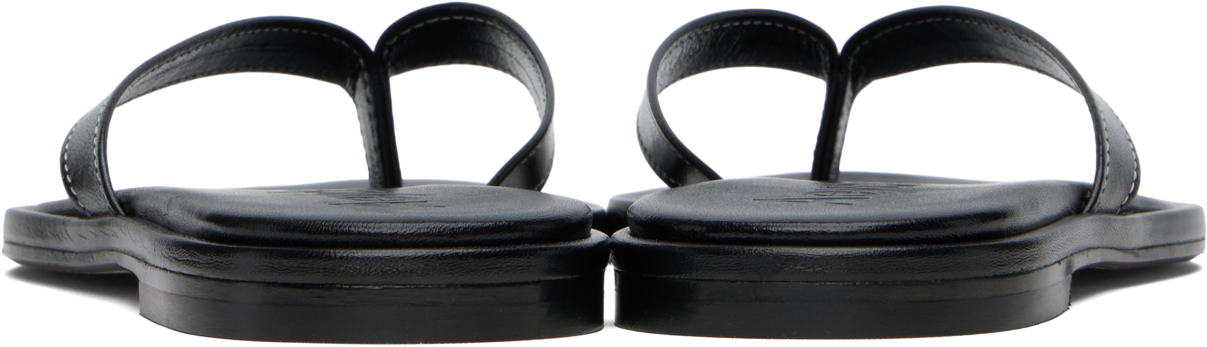 Aeyde Melody Leather Flip-flops In Black
