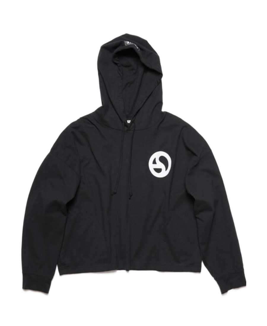 Shop Acne Studios Graphic-print Cotton Hoodie In Black