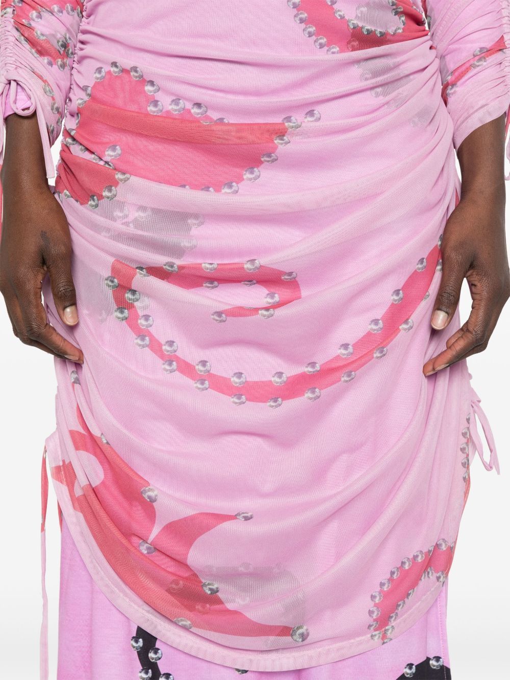 Chopova Lowena Ruched Printed Mesh Dress