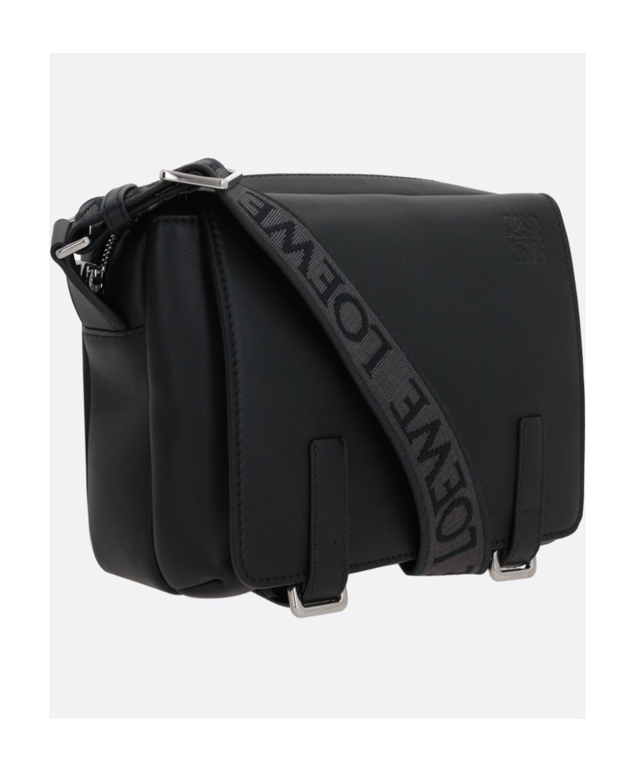 Loewe Small Military Leather Messenger Bag In Black