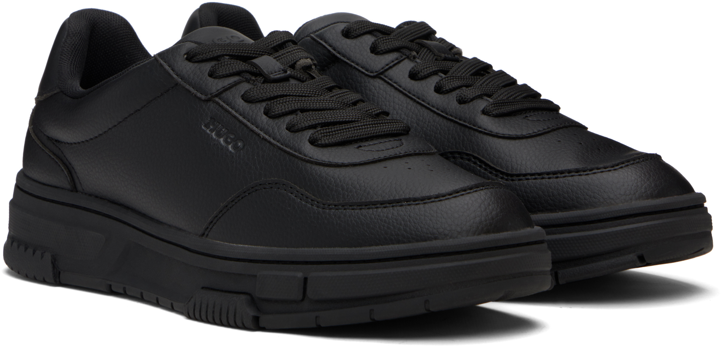 Hugo Boss Round Toe Low-top Casual Shoes In Black