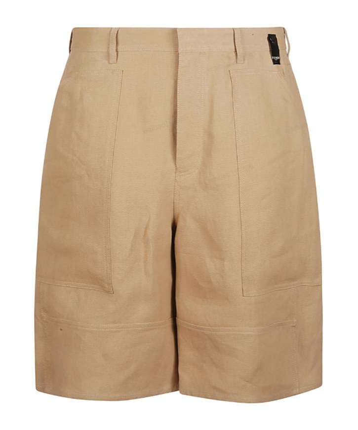 FENDI FENDI LOGO PATCH WIDE-LEG SHORTS
