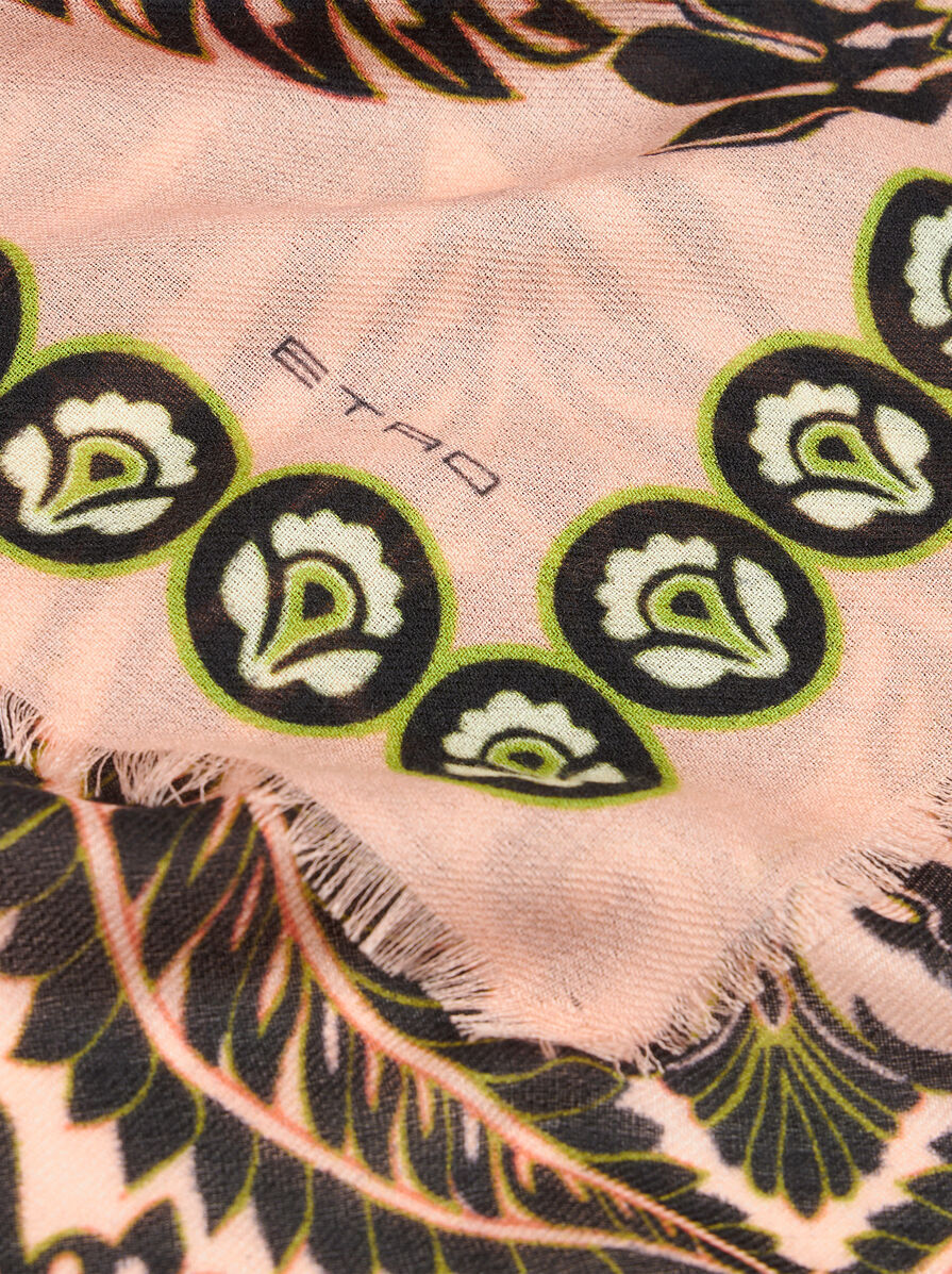 ETRO PRINTED CASHMERE AND SILK SCARF 