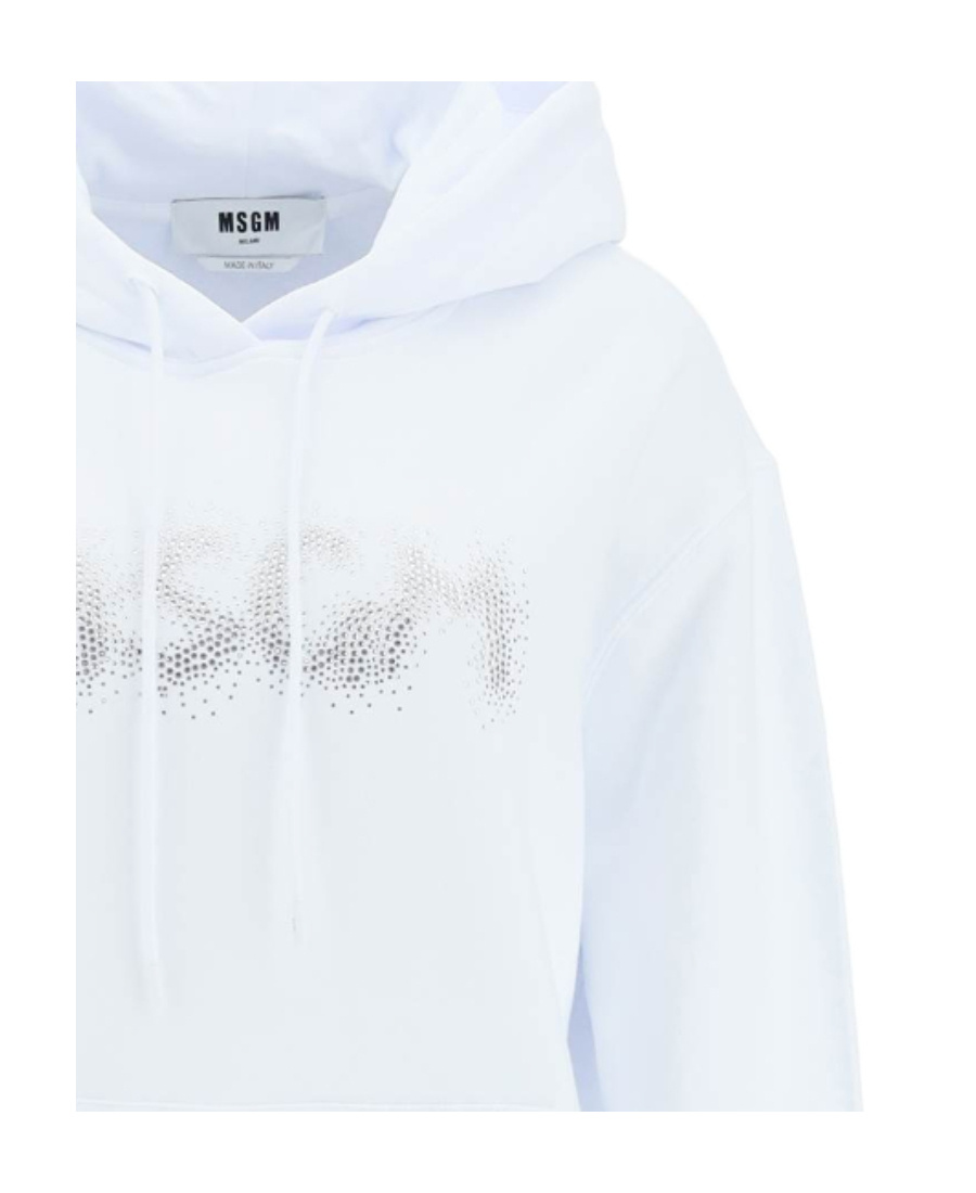 Msgm Rhinestone Embellished Hoodie In White