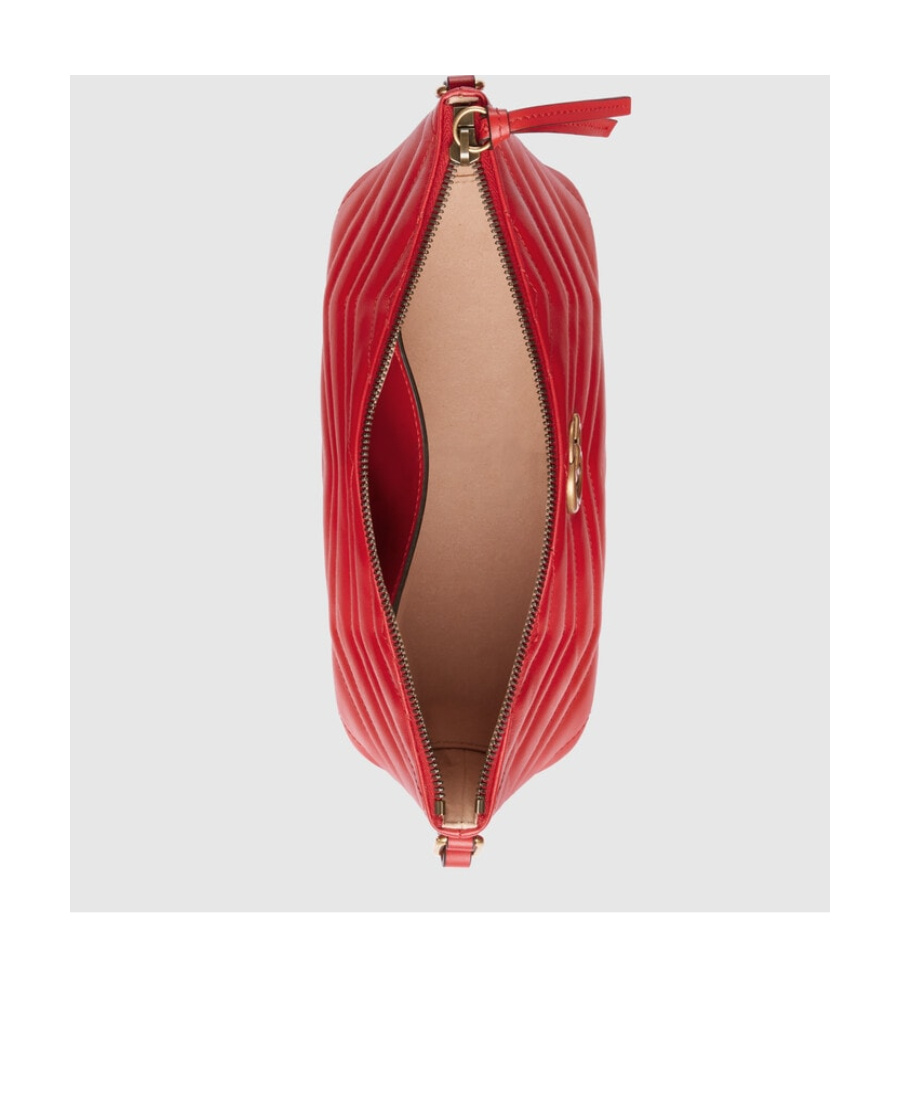 Gucci Small Gg Marmont Quilted Leather Shoulder Bag In Red