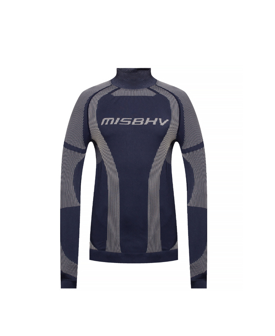 Misbhv Logo Printed Turtleneck Top In Blue
