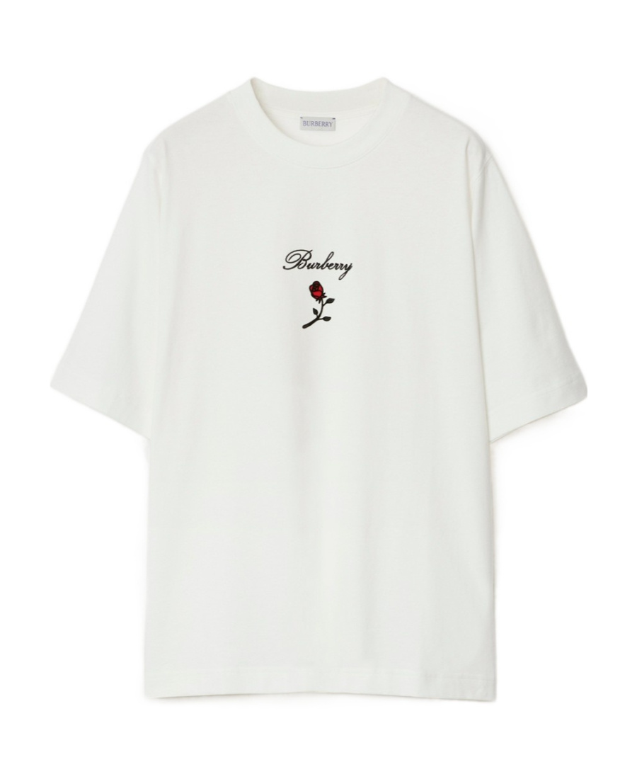 Burberry Crew Neck Floral Motif Short Sleeves T-shirt In White
