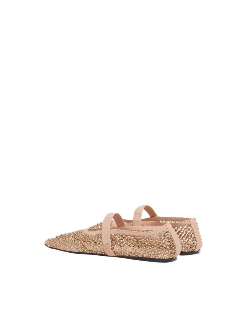 Marni Light Pink Mesh Mary Jane Ballet Flat With Crystals