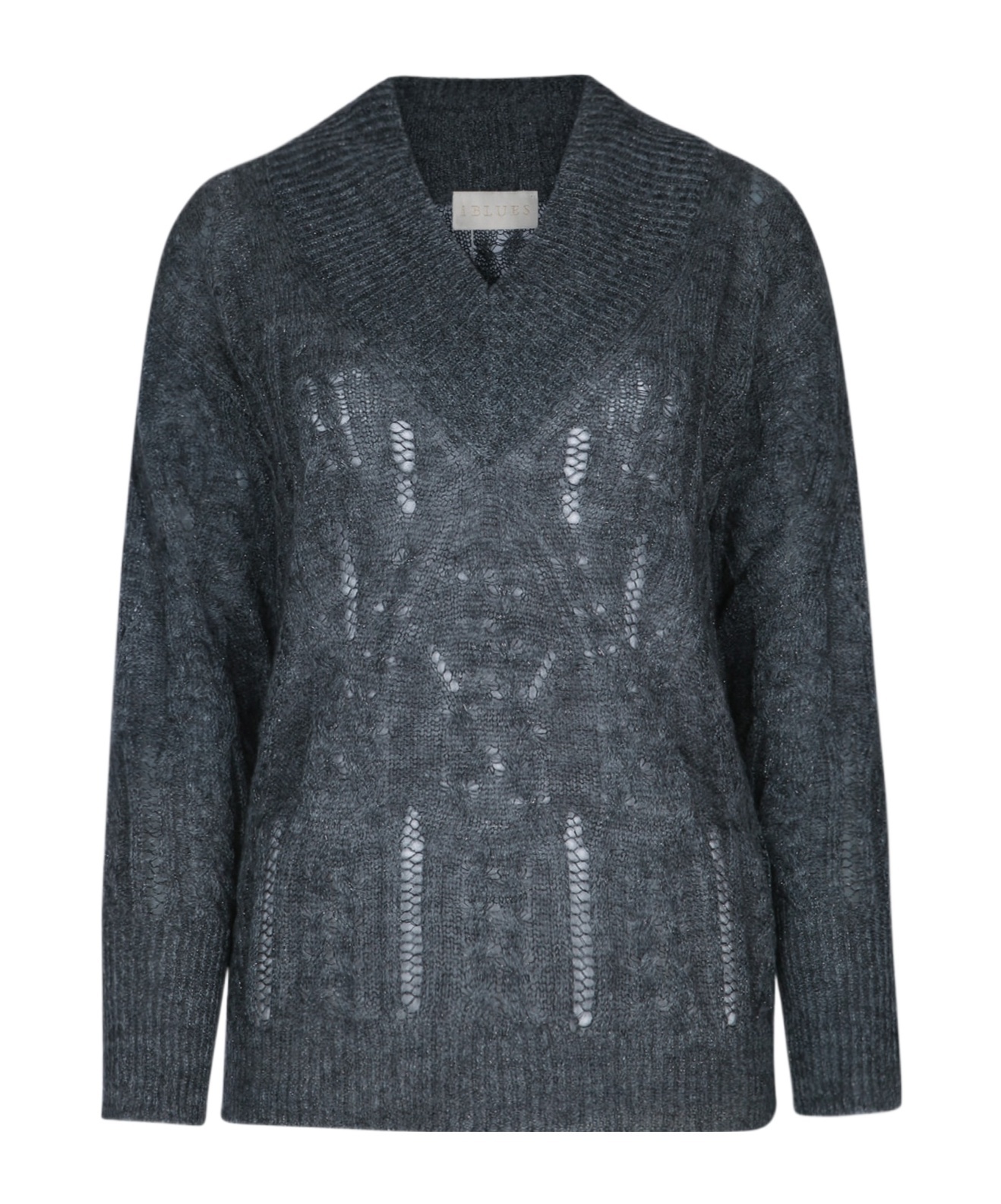 IBLUES V-NECK POINTELLE-KNIT SWEATER