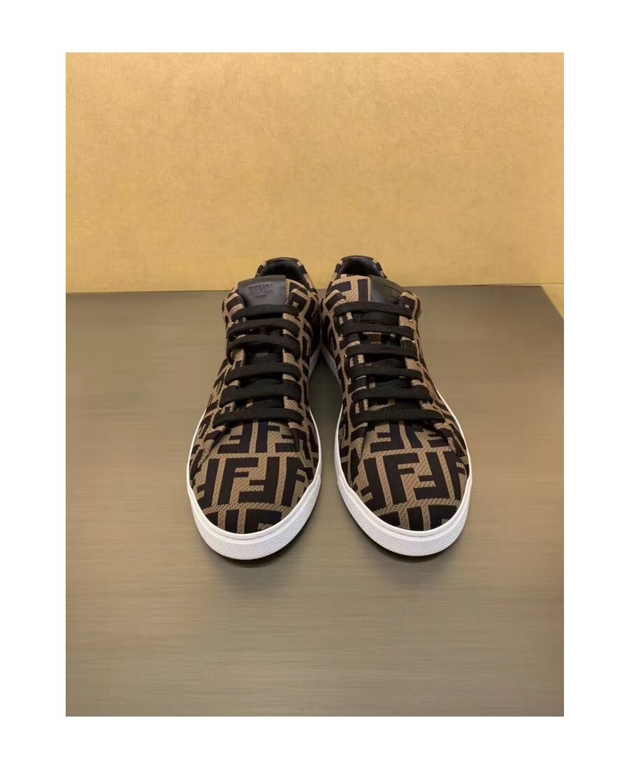 Fendi Ff Motif Mesh Sneakers In Black