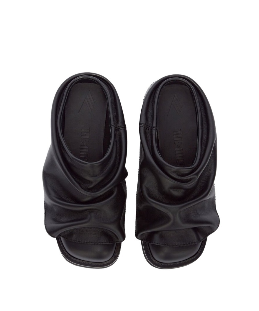 Attico Black Leather Mules In Black
