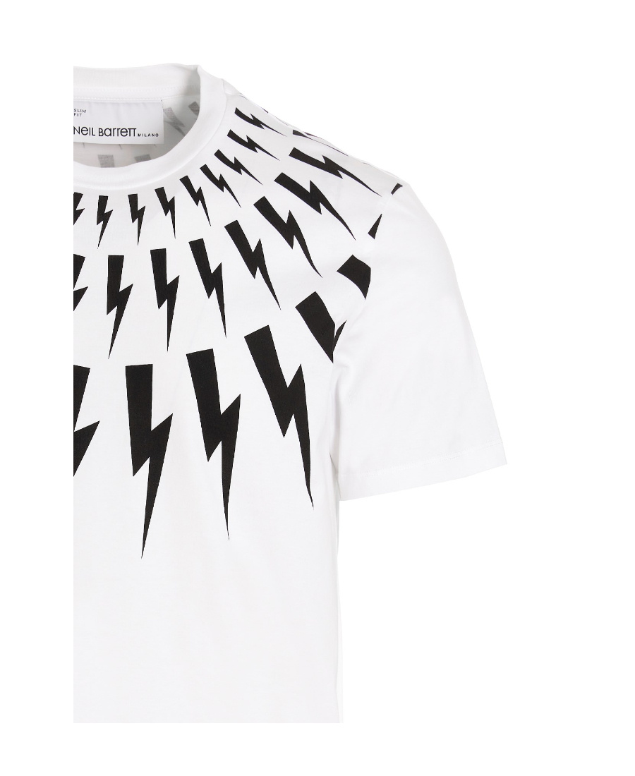 Neil Barrett Slim Fit Fairisle Thunderbolt Crew-neck T-shirt In White