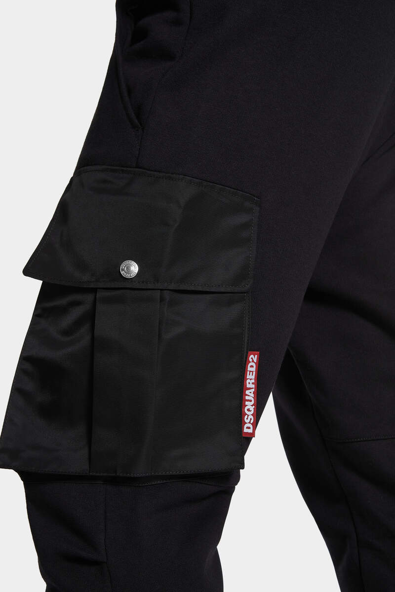 Dsquared2 Cargo Trousers With Elasticated Cuffs And Drawstring Waist In Black
