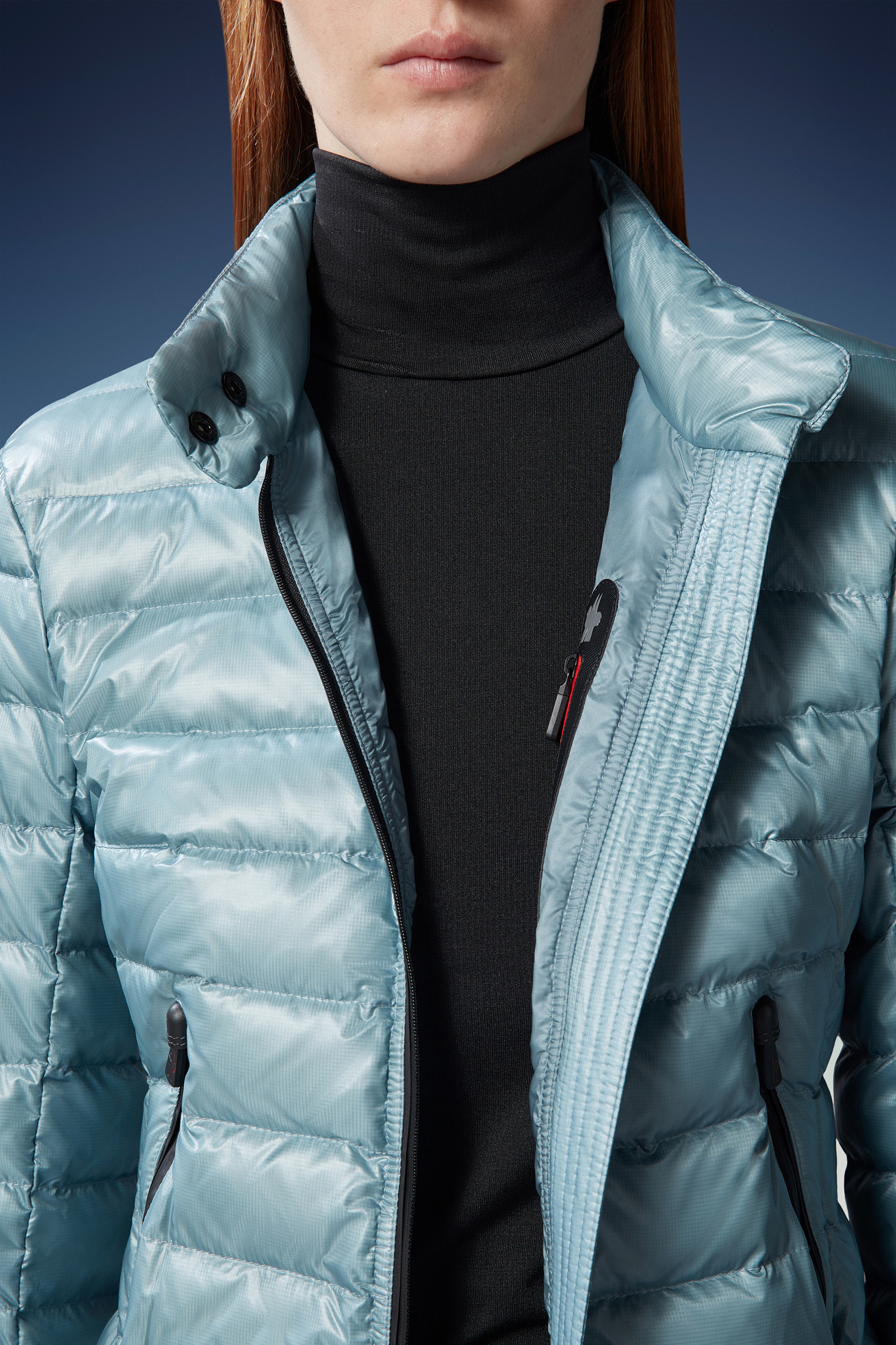 Moncler High-neck Padded Jacket In Blue