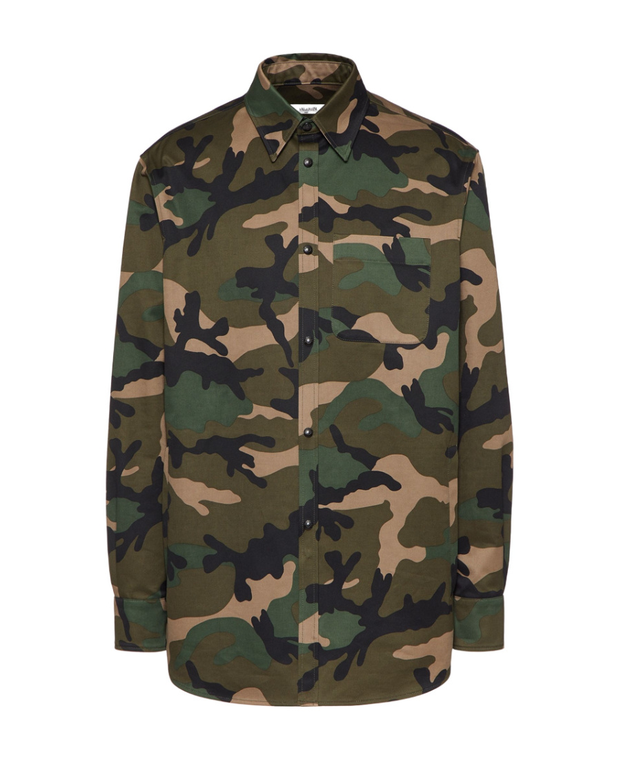 Valentino Camouflage Shirt Jacket In Brown