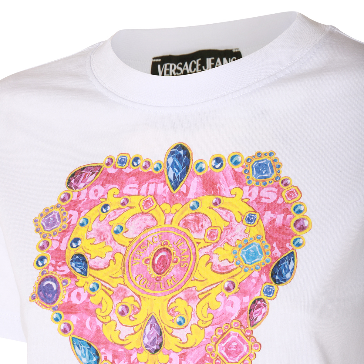 Shop Versace Jeans Heart Couture Cotton T-shirt In White
