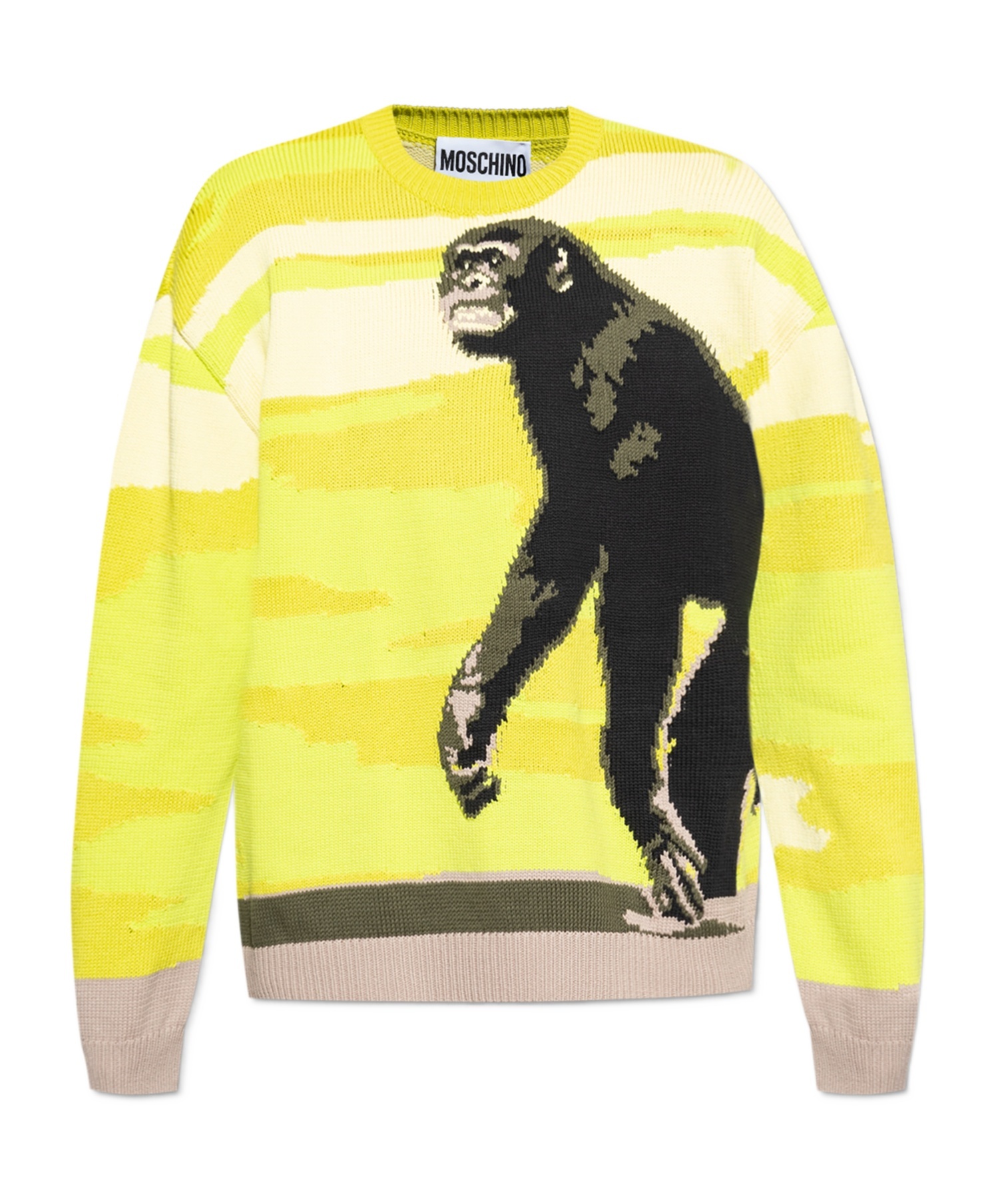 Moschino Chimpanzee Intarsia Knit Sweater In Yellow