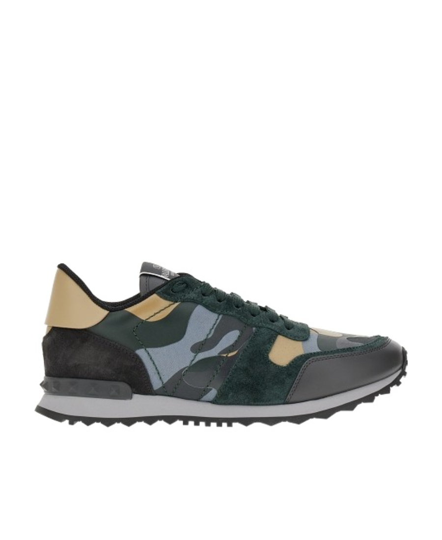 Valentino Camouflage Rockrunner Low-top Sneakers In Black