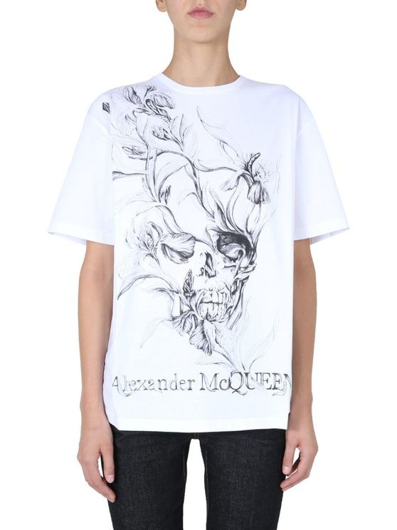 Alexander Mcqueen T-shirt With Round Neck And Short Sleeves In White