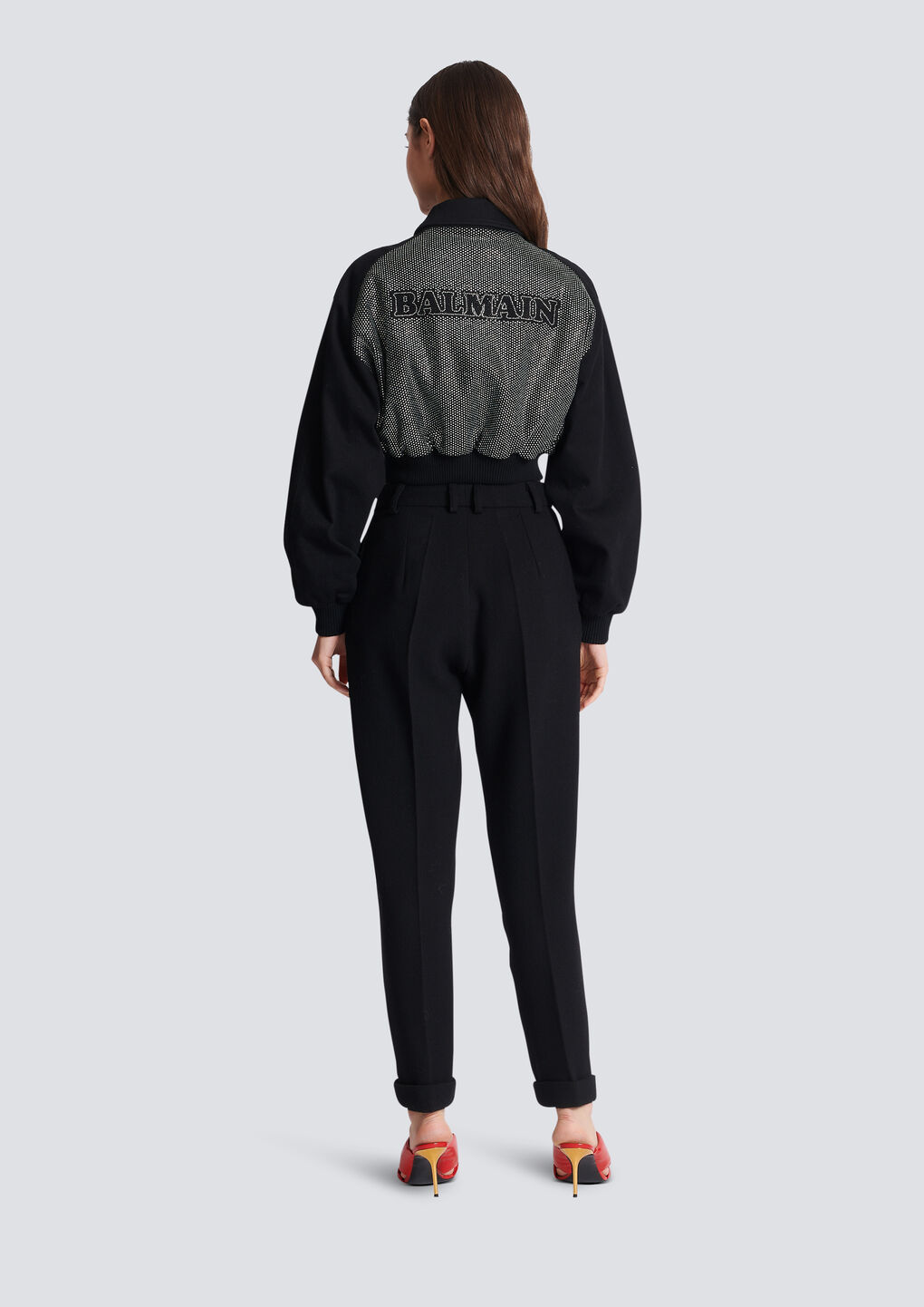 Balmain High-waisted Tapered-leg Trousers In Black