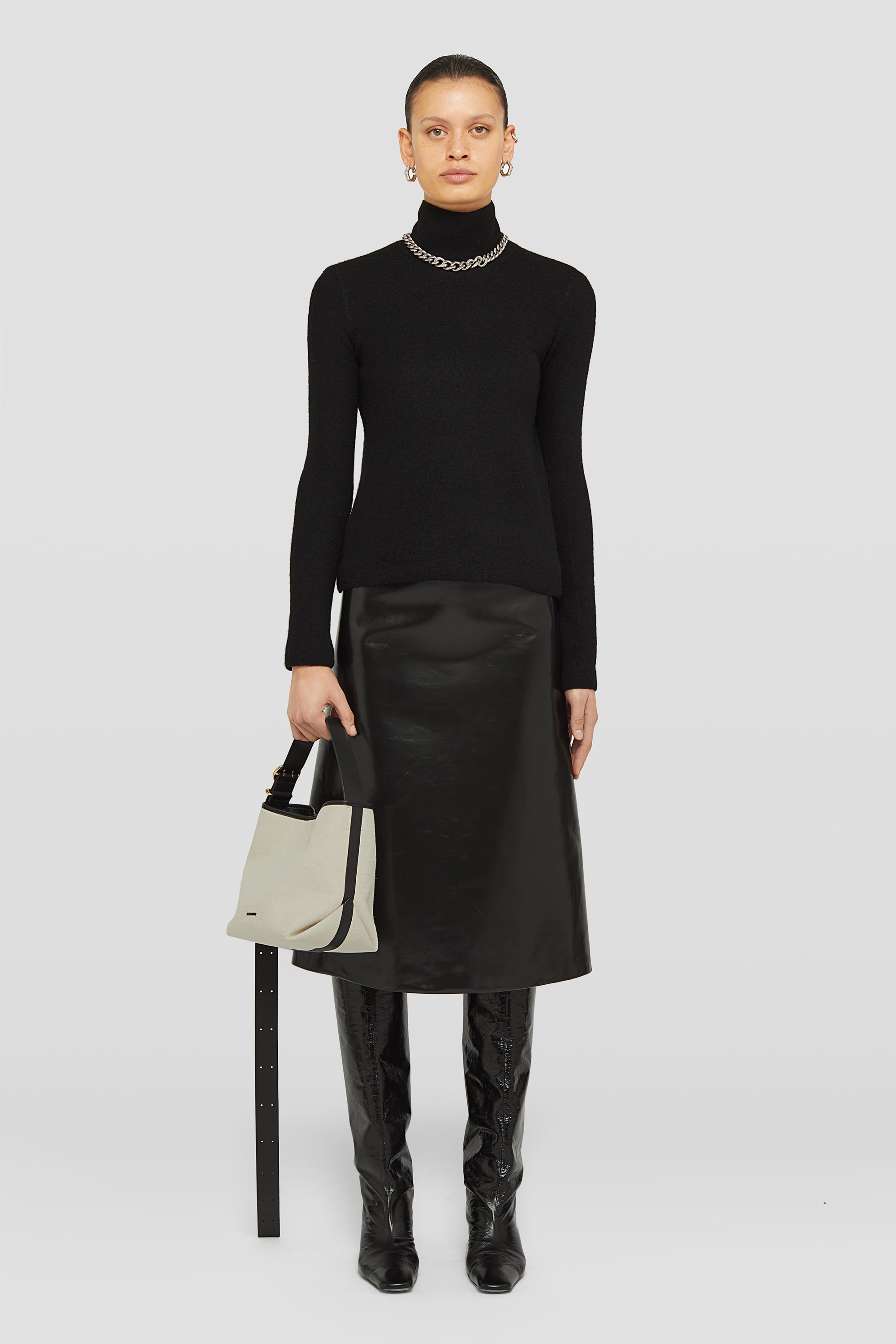Jil Sander Canvas Tote Bag With Adjustable Strap And Contrast Trim In Multicolor