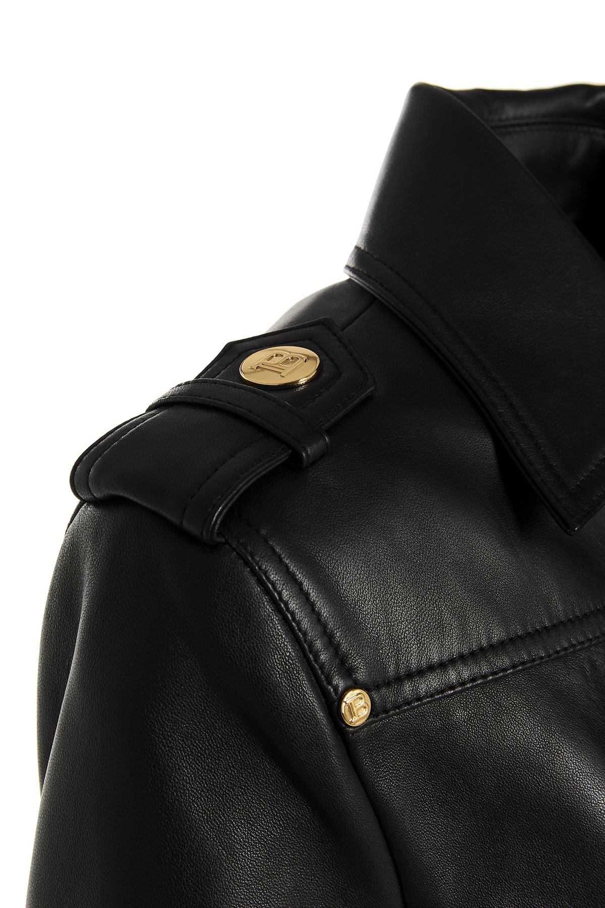 Balmain Chain Quilted-sleeves Leather Crop Biker Jacket In Black