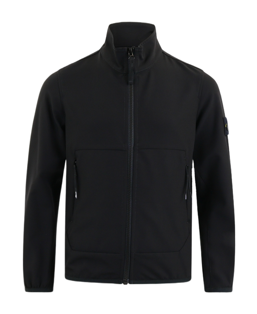 Stone Island Teen Zipped Compass-patch Jacket In Black