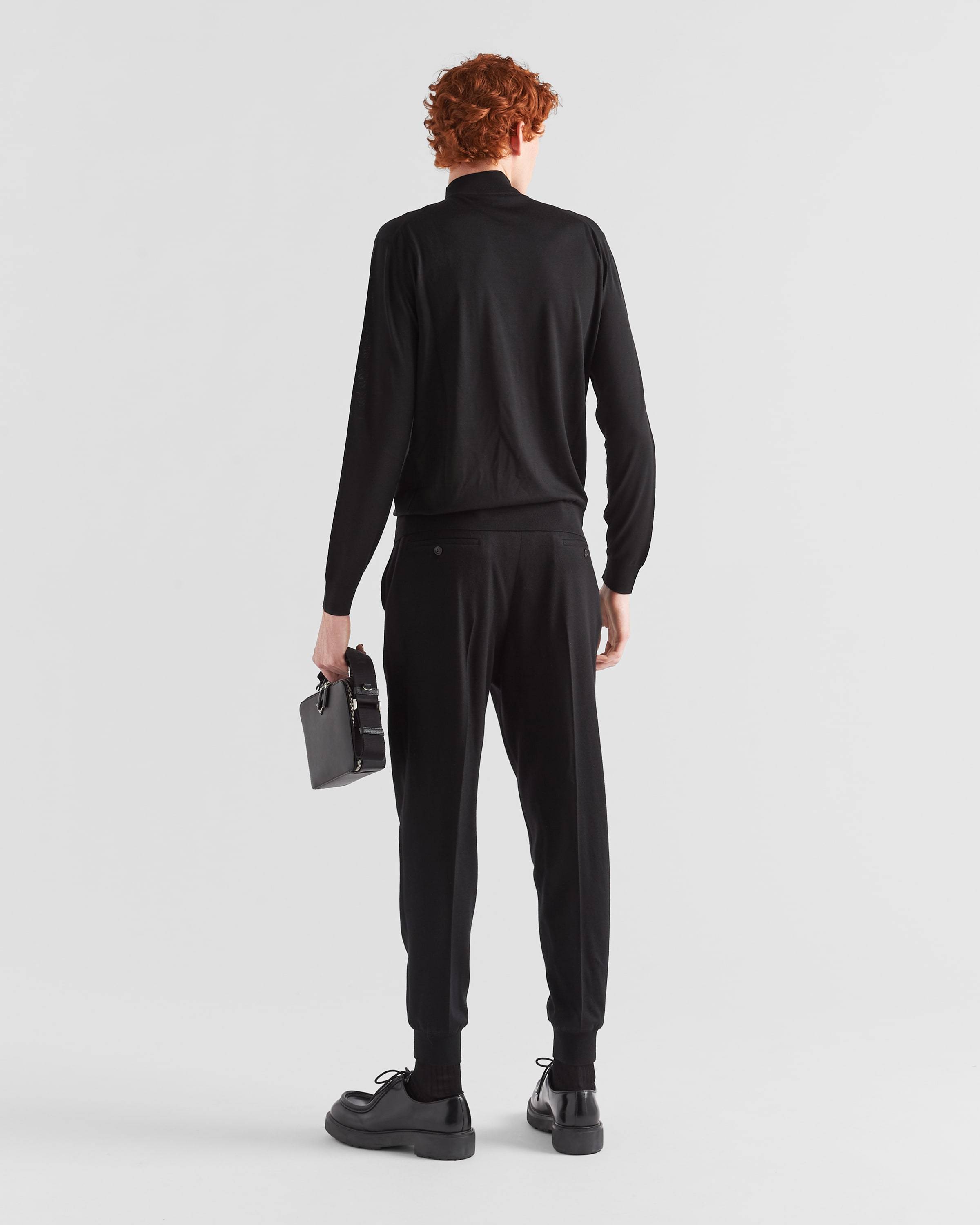 Prada Mens Black Contrast-trim Tapered-leg Cotton And Nylon Jogging Bottoms In Black