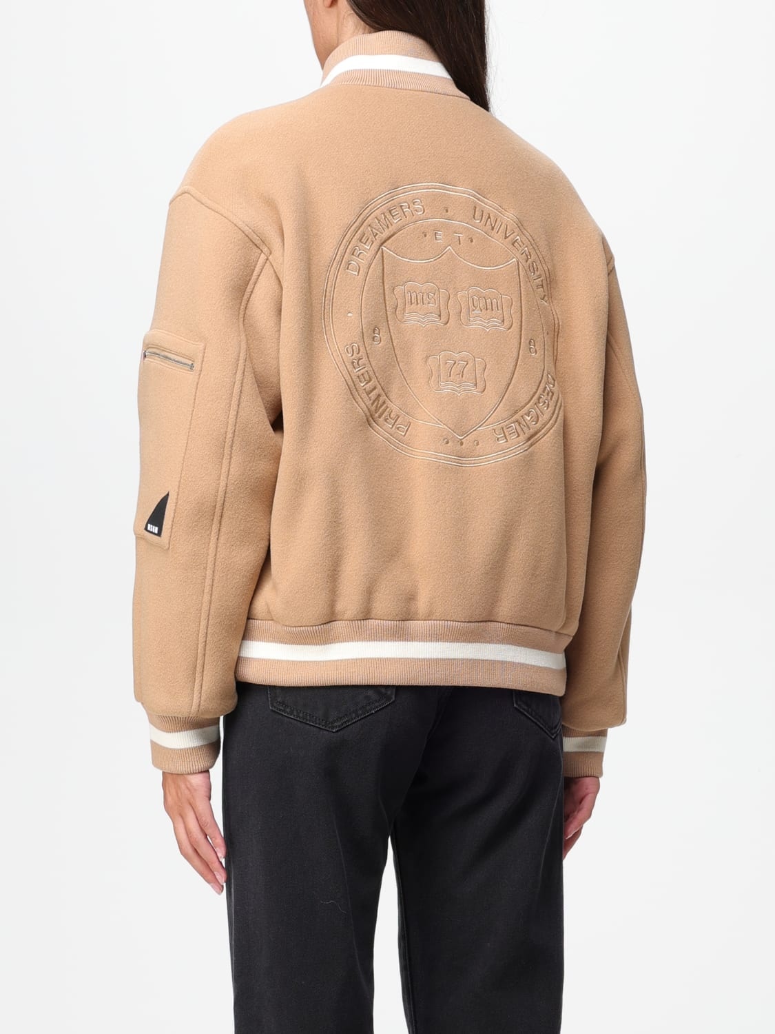 Msgm Zip-up Bomber Jacket In Nude