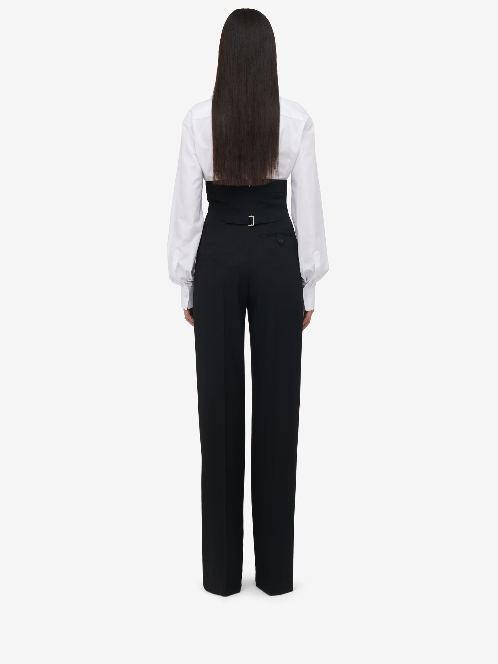 Alexander Mcqueen High-rise Wool-twill Trousers In Black