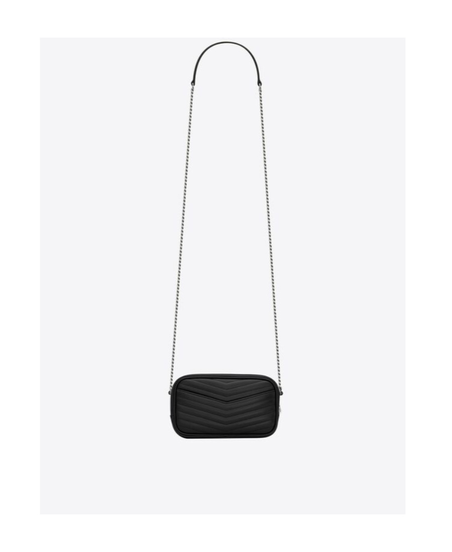 Saint Laurent Mini Lou Black Calfskin Leather Crossbody Handbag For Women Ss24 In Black