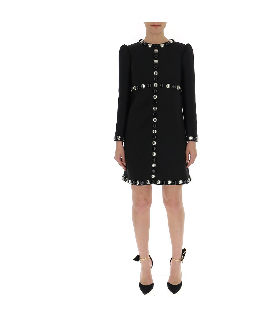 Celine Black Beaded Long-sleeved Dress In Black