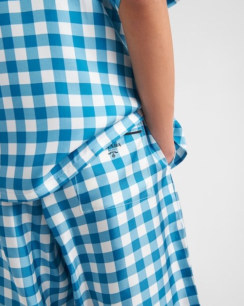 Prada Checkered Shorts In Blue
