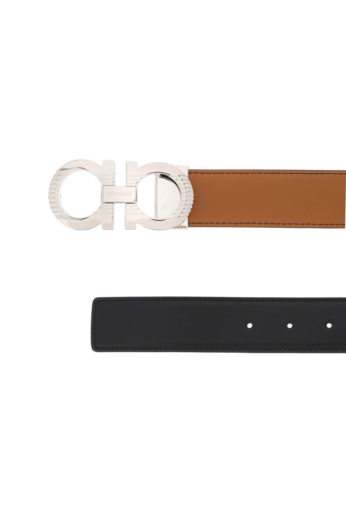 Ferragamo Salvatore Gancini Buckle Reversible Belt In Black